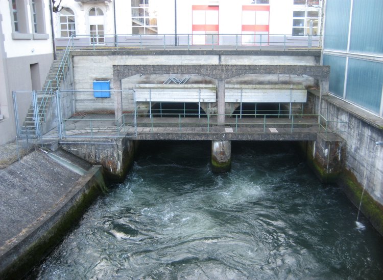 Reiki - Sortie des eaux turbinées dans la Sarine à Hauterive